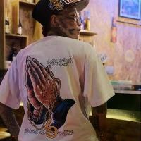 ราคา God bless me with classic T-shirt comfortablefabric 80s men crop top Oversize CottonMenswear Top Garment Long Print Short SleevesThermal (1731796713787458652)