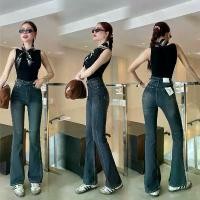 ราคา NEW YAM ขาม้าเอวสูง ผ้านำเข้าลีวาย 9872 ผ้ายืดสี Dusty Boot Cut Hight Waist (Stretch Fabric) (1732273160872035984)