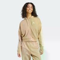ราคา adidas Lifestyle Essentials 3-Stripes French Terry Full-Zip Hoodie Women Brown JY3133 (1731757016729552659)