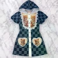 ราคา (Limited)Mariadiamond สียีนส์ Ma meow Hoodie Dress เดรสยีนส์สั้นมีฮู้ด กระดุมหน้า งานพิมพ์ลายเเมว เดรสสั้นเเขนสั้น ยีนส์ทอลายหัวใจ (1730045178220546239)