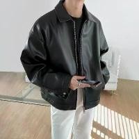 ราคา BoBo เสื้อJacket เสื้อแจ็คเก็ตหนัง สไตล์เกาหลี สีดำ PU Leather Black Jacket Clothing ผู้ชาย (1731214700371543060)