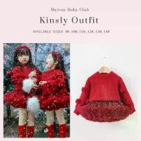 ราคา ชุดกันหนาวเด็ก ชุดคริสมาส เสื้อกันหนาวสีแดงและกระโปรง TUTU Kinsly Outfit (1731345915394885889)