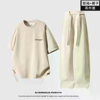 ราคา ชุดกีฬาลำลองสำหรับผู้ชาย เทรนด์ฮอตฤดูร้อน เสื้อยืดแขนสั้นทรงหลวม กางเกงขายาว ชุดสไตล์ 1/2 ဂ ် င ္ း ေ ဘ ာ င ္ း ဘ ီ အ ႐ ွ ည ္ ชุด สูท เดินป่า ဘ ေ ာ ် လ ီ (1731228886104245845)