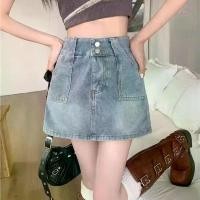 ราคา กระโปรงยีนส์สั้น ทรงเอ เอวสูง ย้อนยุค สลิมมิ่ง สำหรับผู้หญิง Clothing Women เสื้อผ้า Skirt outfit น้ำเงิน กระโปรง วอร์ม เทา กระโปรงยีนส์ สี สนิม เอว พับ กระโปรง กางเกง ผ่า หน้า ก (1731503685520164909)