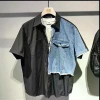 ราคา เสื้อยีนส์เย็บปะติดปะต่อกัน ทรงหลวม สไตล์ฤดูร้อน ดีไซน์ใหม่ เสื้อเชิ้ตมีสไตล์ แขนสั้น เสื้อเอนกประสงค์ผู้ชาย ผ้าดี ใส่สบาย นุ่ม 2024 hugo boss အ က မ ျ ိ ု း စ ု ံ yoshik (1732066823096994324)
