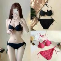 ราคา ชิ้น บิกินี่แบบมีโครง ชุดว่ายน้ำเกาะอก กางเกงผูกเชือก ผ้าคุณภาพดี Beach outfit (1731400720234612149)