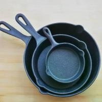 ราคา ☬กระทะเหล็กหล่อ cast iron pan มีด้ามจับ กระทะเหล็กหล่อก้นลึก 10/16/20cm♟ (1732265039913191107)