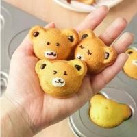 ราคา [COD] พิมพ์เค้กหน้าหมี พิมพ์หน้าหมี พิมพ์อบขนมรูปหมี Teddy Bear Teflon Pan 6,12 หลุม สีทอง (1731691508110296467)