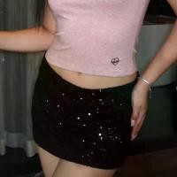 ราคา enchanted skirt by Duex Studio กระโปรงสั้นปักเลื่อม เอวต่ำกำลังดี สไตล์การระเบิด (1732428440597726246)