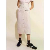 ราคา [Pomelo] กระโปรงทรงดินสอผ้าทวีตแต่งดีเทลกระเป๋าหน้า / Pocket Detail Button Down Tweed Pencil Skirt (1730546654493968475)