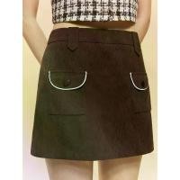 ราคา [Pomelo] กระโปรงสั้นแต่งดีเทลกระเป๋าสไตล์สีตัดกัน / Contrast Trim Pocket Mini Skirt (1730611868453668955)