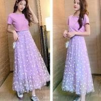 ราคา กระโปรงแม็กซี่ยาวผ้าตาข่าย สำหรับผู้หญิง ลายดอกเดซี่ กระโปรงทรงเอ เอวสูง กระโปรงพลีทเกาหลี 3 ชั้น Clothing Women เสื้อผ้า Lady Skirt (1730629014135474195)
