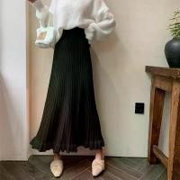 ราคา กระโปรงครึ่งตัวถักนิตติ้ง พับได้ร้อยพับ สำหรับผู้หญิง เหมาะสำหรับฤดูใบไม้ร่วงและฤดูหนาว กระโปรงทรงเอ เอวสูง กระโปรงยาวปานกลาง กระโปรงสวิงใหญ่ ขอบไหมพรม เสื้อผ้า Clothing Women Skirt (17315830230691047