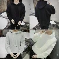 ราคา เสื้อฮู้ดดี้แขนยาว สีพื้น ทรงโอเวอไซส์ สไตล์เกาหลี ผ้าหนา ไม่บาง ใส่สบาย L64 ที่นิยมมากที่สุด clothing man ผู้ชาย สีเทา Sweater (1731556222194584089)