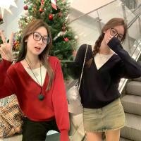 ราคา SW#เสื้อคริสต์มาสผู้หญิงไหมพรม เสื้อแขนยาวไหมพรม คอกลม สีพื้นใส่กันหนาวสีแดง สไตล์เกาหลีทรงเข้ารูป แขนยาว#h049” Women Clothing ผู้หญิง Tshirt เสื้อ ไหม แดง สี Sweater Knit (1731615016176159559)