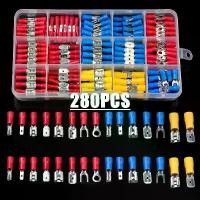 ราคา หางปลา 280 ชิ้น ขั้วต่อสายไฟหุ้มฉนวนคละ 280 ชิ้น Assorted Crimp Spade Terminal Insulated Electrical Wire Cable Connector Kit Set (1730213212213512425)