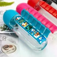 ราคา ขวดน้ำ ความจุ 600 มล. ภาชนะใส่ของและขวดน้ำ พร้อมกล่องยา พลาสติก ออกแบบมาเพื่อ 7 วัน เหมาะสำหรับการเดินทาง รวมออแกไนเซอร์พาราเซตามอล รวมภาชนะใส่เครื่องดื่ม (1731453736892598176)