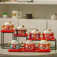 ราคา แมวกวักนำโชค มี 4.5 นิ้ว กระปุกออมสินแมวกวัก แมวกวักเซรามิค แมวกวักสไตล์ญี่ปุ่น ของตกแต่ง ของขวัญ (แถมเบาะรอง) (1732428736586220649)