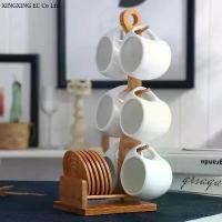 ราคา ขายร้อน แก้วกาแฟเซรามิค 6 ใบ แก้วมินิมอล จาน+ที่แขวนแก้ว (1731605073155819194)