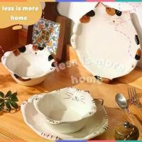 ราคา (พร้อมส่ง!!) จาน ถ้วยเซรามิกลายแมวญี่ปุ่น ถ้วยใส่ขนมในคาเฟ่ จานเซรามิก (1732434784485607369)