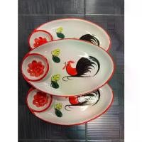 ราคา จานตราไก่ วงรี ขนาด 10x6นิ้ว (3อัน) จานออเดิร์ฟ มีช่องใส่น้ำจิ้ม ใสของทอด จาน2ช่อง มีช่องใส่น้ำจิ้มเซรามิกจานลวกจิ้ม ออกใบกำกับภาษีได้จาน plate (1732202973282601346)