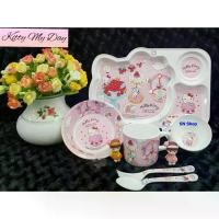 ราคา [พร้อมส่ง] 1 ชุด ชุดอาหารเด็ก 6 ชิ้น ถาดหลุม ชาม ถ้วย แก้วน้ำ ช้อนส้อมเมลามีนซุปเปอร์แวร์ ลายคิตตี้มายเดย์ จานข้าวเด็ก (1732048356560766702)