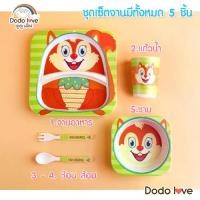 ราคา DODOLOVE ชุดจานชาม สำหรับเด็ก ชุดจานเด็ก เซต5ชิ้น จานข้าวเด็ก ทำจากเยื่อไผ่ ชุดจานชามเยื่อไผ่ อุปกรณ์ทานอาหารสำหรับเด็กช้อน ชามข้าวเด็ก ชาม ช้อนป้อนอาหาร (1731227252190710079)