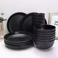 ราคา ชุดเครื่องใช้บนโต๊ะอาหารพลาสติกแตกไม่ได้ 18 ชิ้น จานเหลี่ยมลายทาง ชาม ถ้วย เครื่องล้างจานและไมโครเวฟปลอดภัย เหมาะสำหรับห้องครัว หอพัก แคมป์ปิ้ง RV ปิกนิก ผานไถ (1732192325622531107)