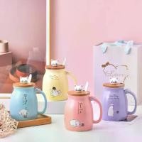 ราคา แก้ว แก้วเซรามิก แก้วเซรามิค แก้วมัค (แมวเหมียว 450 ml ฝาไม้) แก้วชา แก้วกาแฟ แก้วกระเบื้อง พร้อมฝาปิด ช้อน ของขวัญแก้วมัค mug (1732194429646440514)