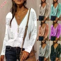 ราคา เสื้อแฟชั่นสตรี สไตล์ยุโรปและอเมริกา คอวี แขนยาว ซิป พิมพ์ลายภาษาอังกฤษ เสื้อลำลอง สำหรับผู้หญิง ฤดูใบไม้ร่วง ปี 2025 เสื้อ แขนกุด เกาะอก ไป ทะเล เสื้อ โชว์ หลัง เว้า กล้าม สา (1732328639633654928)