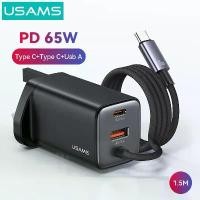 ราคา ที่ชาร์จ USAMS Type C GaN พร้อมสายเคเบิล 65W/1.5M (1732289512942896510)