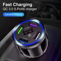 ราคา ที่ชาร์จ USB ในรถยนต์ 75W ชาร์จเร็ว 3.0 ชาร์จเร็วสากล 5 พอร์ต ที่ชาร์จโทรศัพท์มือถือในรถยนต์ เข้ากันได้กับ Samsung S23 และ iPhone 13 และ 14 Car (1730126562763639373)