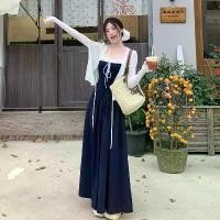 ราคา เดรสสายเดี่ยว สไตล์ฝรั่งเศสย้อนยุค สีกรมท่า ลูกไม้เย็บปะติดปะต่อกัน สำหรับผู้หญิง สง่างาม เอว-ห้อย ทรงเอ เหมาะสำหรับฤดูร้อนและวันหยุดยาว [COD] จ้า งาน เดรส คุณครู ชุด ทํางาน ผ้า ไทย (17323149136366480