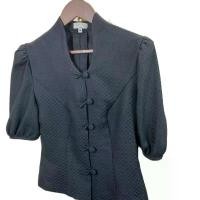 ราคา เสื้อสีดำ ผ้า ทอราชวัติ ลายเกล็ดเต่า คอปีนยู แขนตุ๊กตาสองส่วน (1732411950985937924)