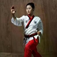ราคา B1# ชุดพุมเซ่ ผ้าTKD เสื้อขาว+กางเกงแดง ผ้าพิเศษสำหรับพุมเซ่ poomsae taekwondo ชุดเทควันโด ชุดพุมเซ่เทควันโด (1732315059304891837)