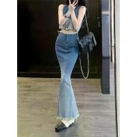 ราคา เสื้อยีนส์แฟชั่น เรียบหรู มีสไตล์ ผ่าข้าง กระโปรงยาวรัดรูป เซ็ต 2 ชิ้น สำหรับผู้หญิง ทันสมัย ทํา เสื้อ รอย จุ๊บ ตัว สาย เอี๊ยม สร้อย สมายด์ สไตล์ สาวอวบ เสื้อผ้า ราคา ถูก ผ้า ลิน (1732239106855896584)