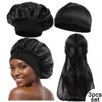ราคา หมวกผ้าซาตินผ้าไหม, Unisex, ชุด 3 ชิ้น, หมวก Durag, ผ้าไหม, ผ้าพันคอ Durags, สำหรับผู้ชาย, หมวกผ้าโพกหัว, หางยาว, เหมาะสำหรับการนอนหลับและอาบน้ำ (1731706404540746738)