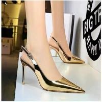 ราคา Big Tree พร้อมส่ง รองเท้าส้นสูง ปิดหน้าส้นเข็มส้นสูง 4 นิ้ว มี 2 รุ่นหนังแก้วเงาและรุ่นผ้าเงา (1732234669618529571)