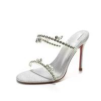 ราคา รองเท้าแตะ Rhinestone สีเงิน สำหรับผู้หญิง สไตล์ใหม่ รองเท้าแตะคริสตัลใส รองเท้าส้นสูง เรียบหรู 1529-3 รองเท้า ทรงเอ หู หนีบ (1732171322014009338)
