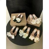 ราคา รองเท้าส้นสูง, รองเท้าแตะผู้หญิง, รองเท้าแตะยางนุ่ม, ผูกไขว้, ส้นเหลี่ยม, รองเท้าแตะต่ำ, สไลด์ลายดอกไม้, สไตล์ฮาวาย, B 250227, [COD] (1732170909635872234)