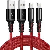 ราคา สายชาร์จ USB Lightning แบบเร็ว, 2 ชิ้น, สายชาร์จแบบถักไนลอนยาว, เข้ากันได้กับ iPhone 14/13/12/11XS/XR/7/8 Max/iPad Pro/Mini/Air (1732253919323915944)