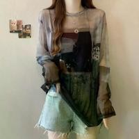 ราคา เสื้อยืดแขนยาวกันแดด ตาข่ายบาง สำหรับผู้หญิง ฤดูร้อน มาใหม่ พลัสไซส์ เสื้อกราฟฟิตี้มีสไตล์ ปกปิดเล็กน้อย อก 50 สเวตเตอร์ แขนยาว เสื้อ ยืดเเขน ยาว เสื้อสงกรานต์ ผู้หญิง (1731901997818676421)