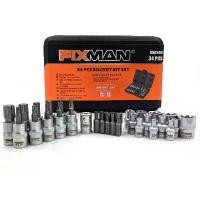 ราคา FIXMAN ลูกบล็อก 3/8" เดือยโผล่ 34 ชิ้น ลูกบล็อกดาว E & T 3 หุน ดอกจัน หัวจีบ ท็อกซ์ ดอกไขควงหัวท็อคมีรู เครื่อง มือ ฮาร์ดแวร์ (1732117154673559548)