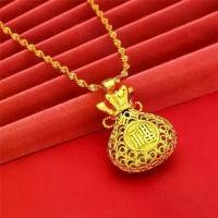 ราคา สร้อยคอจี้ถุงนำโชค, ดีไซน์กลวงลวดลายทองชุบทอง, วัสดุทองเหลือง, สไตล์วินเทจ, จี้ถุงเงินแบบกลวง, เครื่องประดับ (1731194314049816535)
