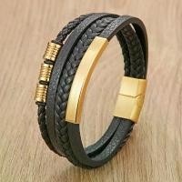 ราคา สร้อยข้อมือหนัง PU หลายชั้น, สำหรับผู้ชาย, ปิด Magnut, หนังคลื่น, เสน่ห์หลอดโลหะสีทอง, แฟชั่น, สไตล์ฮิปฮอป, เครื่องประดับผู้ชาย, Hiphop1 กําไล สายมู เชือก เทียน (1732206905590777599)