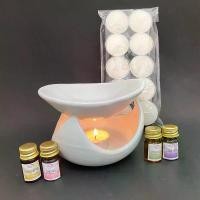 ราคา Panita ชุดเตาอโรมาสามขา +น้ำมันหอมระเหย 5 cc4 ขวด=เทียน1 แพค (1730345279798413411)