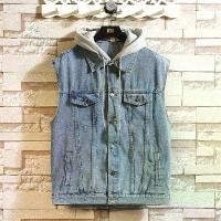 ราคา เสื้อแจ็คเก็ตแขนกุด สำหรับผู้ชาย เสื้อกั๊กยีนส์ เดนิม แฟชั่นสไตล์เกาหลี เสื้อกั๊กชั้นนอกฤดูใบไม้ร่วง เสื้อกั๊กมีฮู้ด แขนกุด เสื้อแจ็คเก็ต (1731206312153613438)