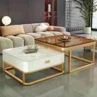ราคา โต๊ะกลางโซฟา โต๊ะรับแขก กระดานหิน + แก้ว โต๊ะกาแฟ โต๊ะกระจก สีดำ/โกลเด้น หลายวิธีรวมกัน (1731208784511535868)
