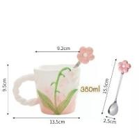 ราคา แก้วมัคเซรามิค แก้วLilyพร้อมช้อนดอกไม้ พร้อมส่ง Café Ceramic (1731980021179844731)