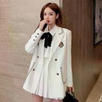 ราคา เสื้อสูทเอวสูงสังคม สายกระชับสัดส่วน พัดลมคุณภาพสูงที่น่าทึ่ง ผูกโบว์ เสื้อสูท แจ็คเก็ต กระโปรงจีบ ชุดสูทสามชิ้น (1729932983498672766)
